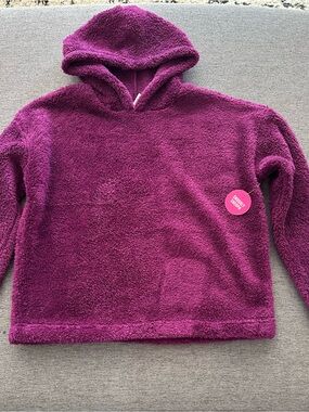 Place Plush Hooded Pullover in Berry Purple